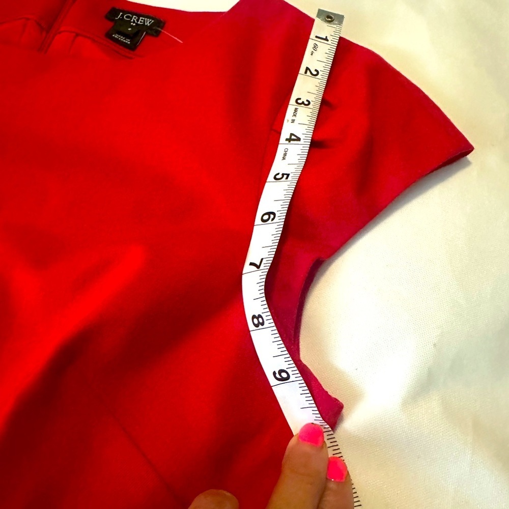 NEW. J. Crew, red dress size: 2 with a waist pleat. - Picture 2 of 10